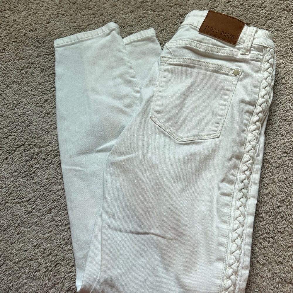 Judy Blue Women's Braided White Skinny Jeans